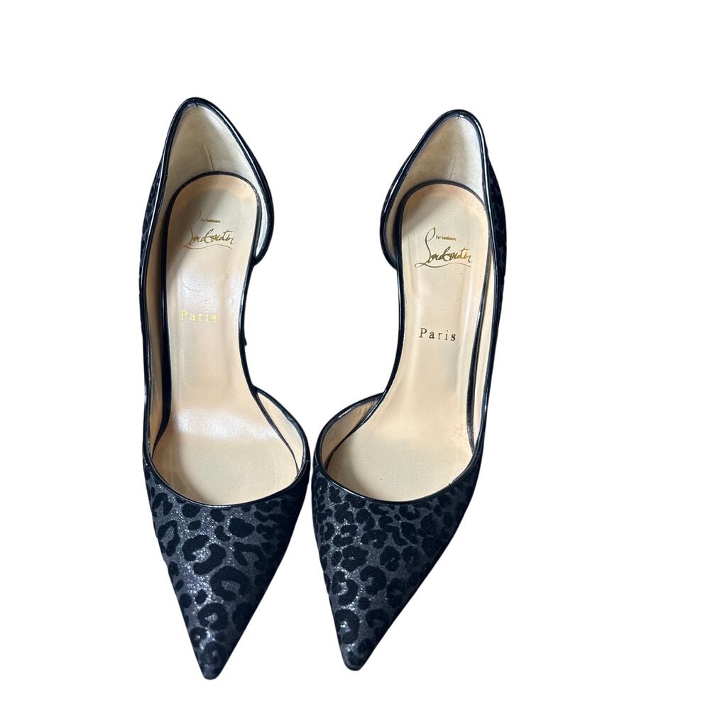 Christian Louboutin Black Leopard-Print Pointed Toe Pumps